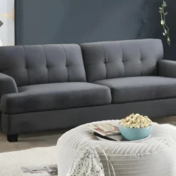 Canapé 3 Places En Tissu Gris Anthracite ROLLY -Promos Chesteris Boutique canape 13071927