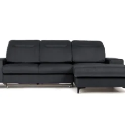 Canapé D'angle Droit Convertible En Velours Gris Anthracite SANTANA 12 Canapé D'angle Droit Convertible En Velours Gris Anthracite SANTANA -Promos Chesteris Boutique canape 13081345