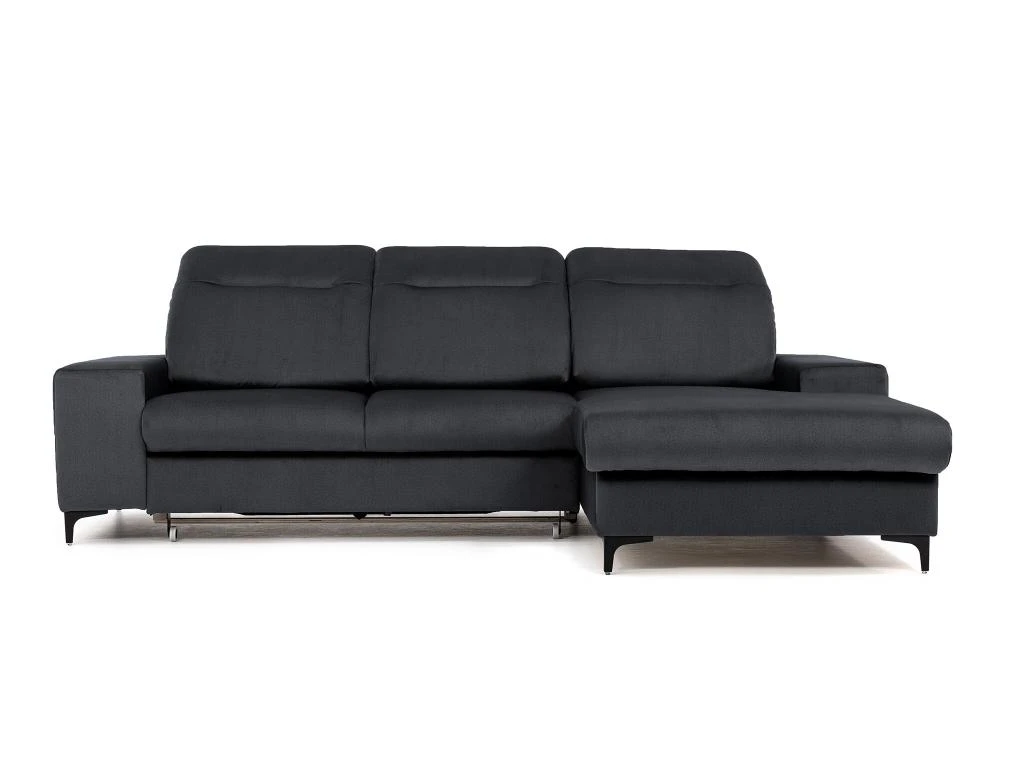 Canapé D'angle Droit Convertible En Velours Gris Anthracite SANTANA 3 Canapé D'angle Droit Convertible En Velours Gris Anthracite SANTANA – Image 3