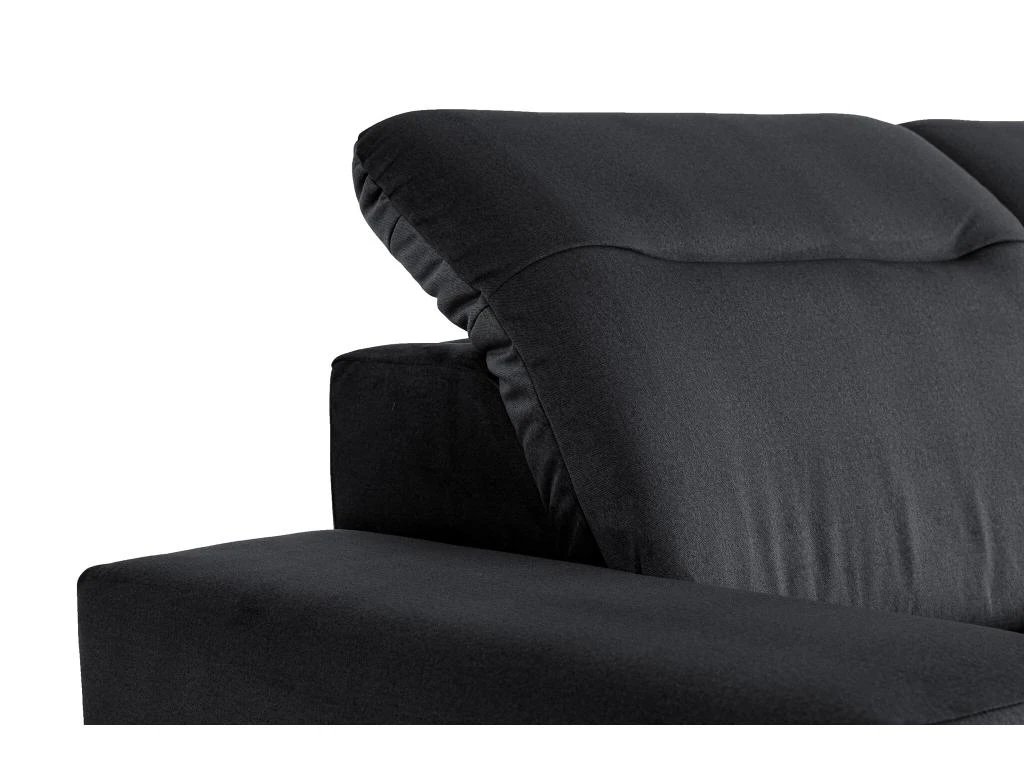 Canapé D'angle Droit Convertible En Velours Gris Anthracite SANTANA 6 Canapé D'angle Droit Convertible En Velours Gris Anthracite SANTANA – Image 6