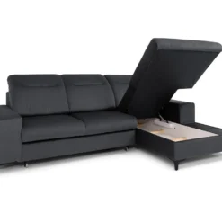 Canapé D'angle Droit Convertible En Velours Gris Anthracite SANTANA 14 Canapé D'angle Droit Convertible En Velours Gris Anthracite SANTANA -Promos Chesteris Boutique canape 13081357