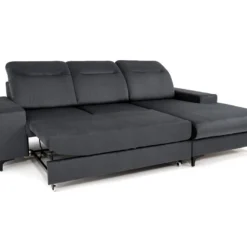 Canapé D'angle Droit Convertible En Velours Gris Anthracite SANTANA 13 Canapé D'angle Droit Convertible En Velours Gris Anthracite SANTANA -Promos Chesteris Boutique canape 13081359