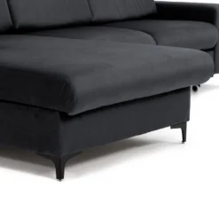 Canapé D'angle Droit Convertible En Velours Gris Anthracite SANTANA 16 Canapé D'angle Droit Convertible En Velours Gris Anthracite SANTANA -Promos Chesteris Boutique canape 13081429