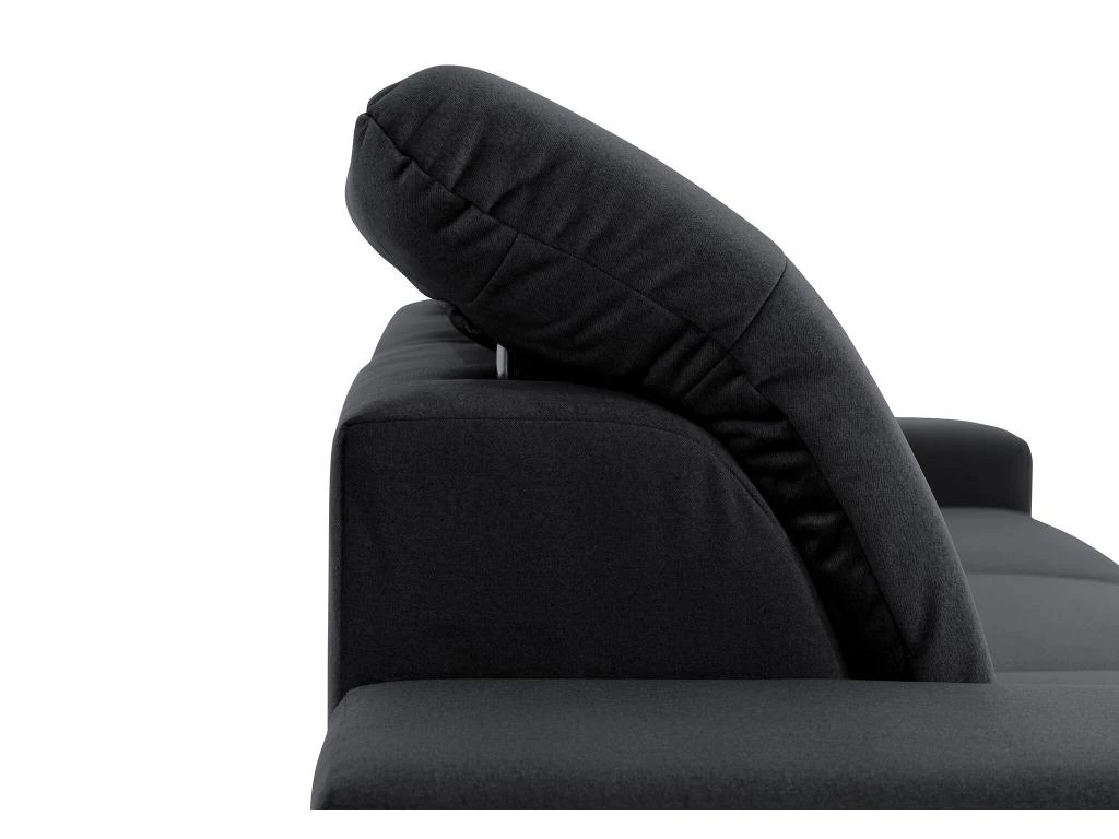 Canapé D'angle Droit Convertible En Velours Gris Anthracite SANTANA 8 Canapé D'angle Droit Convertible En Velours Gris Anthracite SANTANA – Image 8