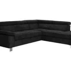 Canapé D'angle En Tissu Velours Luxe 5 Places LUGO Noir, Angle Droit -Promos Chesteris Boutique canape 13175857