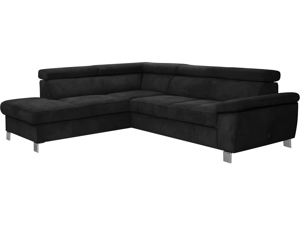 Canapé D'angle En Tissu Velours Luxe 5 Places LUGO Noir, Angle Gauche 3 Canapé D'angle En Tissu Velours Luxe 5 Places LUGO Noir, Angle Gauche – Image 3