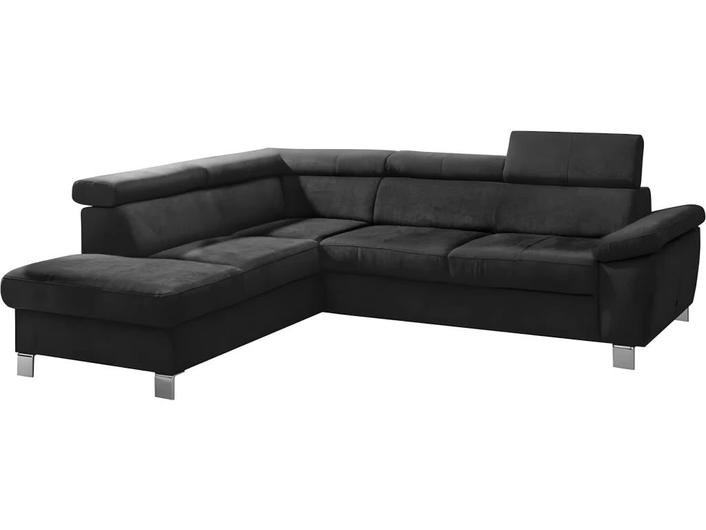 Canapé D'angle En Tissu Velours Luxe 5 Places LUGO Noir, Angle Gauche 4 Canapé D'angle En Tissu Velours Luxe 5 Places LUGO Noir, Angle Gauche – Image 4