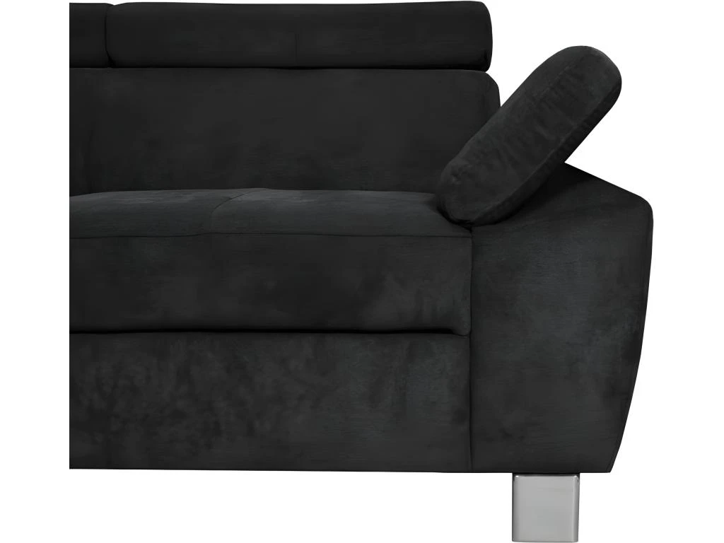 Canapé D'angle En Tissu Velours Luxe 5 Places LUGO Noir, Angle Gauche 5 Canapé D'angle En Tissu Velours Luxe 5 Places LUGO Noir, Angle Gauche – Image 5
