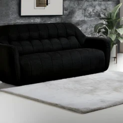 Canapé 3 Places En Tissu 3D Noir ARIANO