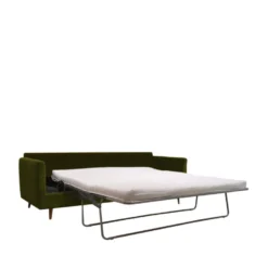 Villabon - Canapé Convertible 3 Places En Velours Pieds Bois Foncé - Couleur - Vert Olive -Promos Chesteris Boutique canape 13282165