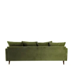Villabon - Canapé Convertible 3 Places En Velours Pieds Bois Foncé - Couleur - Vert Olive -Promos Chesteris Boutique canape 13282169
