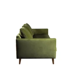 Villabon - Canapé Convertible 3 Places En Velours Pieds Bois Foncé - Couleur - Vert Olive -Promos Chesteris Boutique canape 13282171