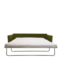 Villabon - Canapé Convertible 3 Places En Velours Pieds Bois Foncé - Couleur - Vert Olive -Promos Chesteris Boutique canape 13282173