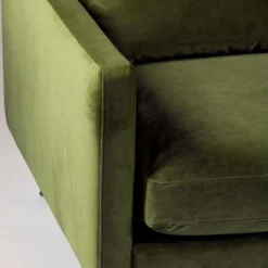 Villabon - Canapé Convertible 3 Places En Velours Pieds Bois Foncé - Couleur - Vert Olive -Promos Chesteris Boutique canape 13282179