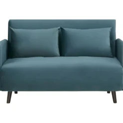 Belushi - Canapé Convertible 2 Places En Velours (L120cm) - Couleur - Bleu Canard -Promos Chesteris Boutique canape 13282305