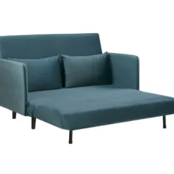 Belushi - Canapé Convertible 2 Places En Velours (L120cm) - Couleur - Bleu Canard -Promos Chesteris Boutique canape 13282309