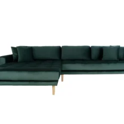 Lido - Canapé D'angle Gauche En Velours L290cm - Couleur - Vert Forêt