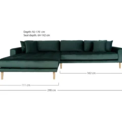 Lido - Canapé D'angle Gauche En Velours L290cm - Couleur - Vert Forêt -Promos Chesteris Boutique canape 13284175