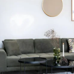 Lido - Canapé D'angle Droit En Tissu Pieds Noirs L290cm - Couleur - Vert Olive -Promos Chesteris Boutique canape 13284305