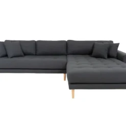 Lido - Canapé D'angle Droit En Tissu L290cm - Couleur - Gris Foncé