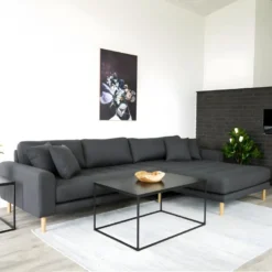 Lido - Canapé D'angle Droit En Tissu L290cm - Couleur - Gris Foncé -Promos Chesteris Boutique canape 13284327
