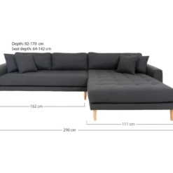 Lido - Canapé D'angle Droit En Tissu L290cm - Couleur - Gris Foncé -Promos Chesteris Boutique canape 13284329