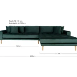 Lido - Canapé D'angle Droit En Velours L290cm - Couleur - Vert Forêt -Promos Chesteris Boutique canape 13284613