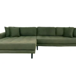 Lido - Canapé D'angle Gauche En Tissu Pieds Noirs L290cm - Couleur - Vert Olive