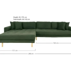 Lido - Canapé D'angle Gauche En Tissu Pieds Noirs L290cm - Couleur - Vert Olive -Promos Chesteris Boutique canape 13285541