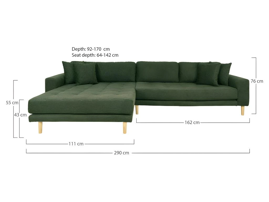 Lido - Canapé D'angle Gauche En Tissu Pieds Noirs L290cm - Couleur - Vert Olive 7 Lido - Canapé D'angle Gauche En Tissu Pieds Noirs L290cm - Couleur - Vert Olive – Image 7