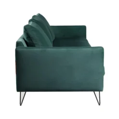 Villabon - Canapé 4 Places En Velours Pieds épingles Noirs - Couleur - Vert Eucalyptus -Promos Chesteris Boutique canape 13285677