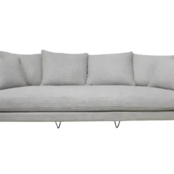 Villabon - Canapé 4 Places En Tissu Pieds épingles Noirs - Couleur - Gris Chiné