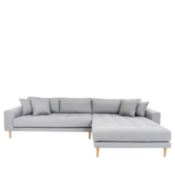 Lido - Canapé D'angle Droit En Tissu L290cm - Couleur - Gris Clair