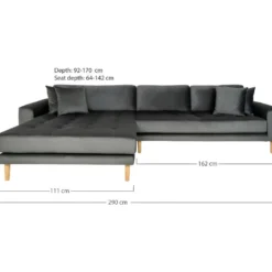 Lido - Canapé D'angle Gauche En Velours L290cm - Couleur - Gris -Promos Chesteris Boutique canape 13286271