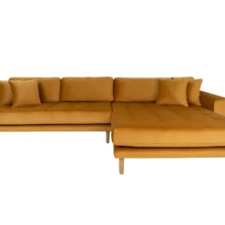 Lido - Canapé D'angle Droit En Velours L290cm - Couleur - Jaune Moutarde