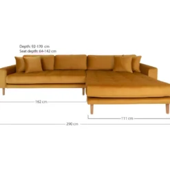 Lido - Canapé D'angle Droit En Velours L290cm - Couleur - Jaune Moutarde -Promos Chesteris Boutique canape 13286343