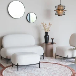 Polly - Canapé 2 Places En Tissu Bouclette - Couleur - Blanc Ivoire -Promos Chesteris Boutique canape 13286407