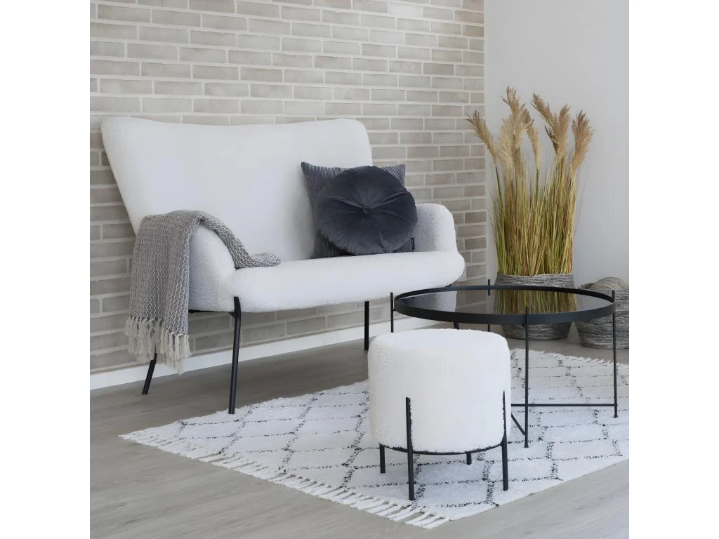 Glasgow - Canapé 2 Places En Tissu Bouclette - Couleur - Blanc 2 Glasgow - Canapé 2 Places En Tissu Bouclette - Couleur - Blanc – Image 2