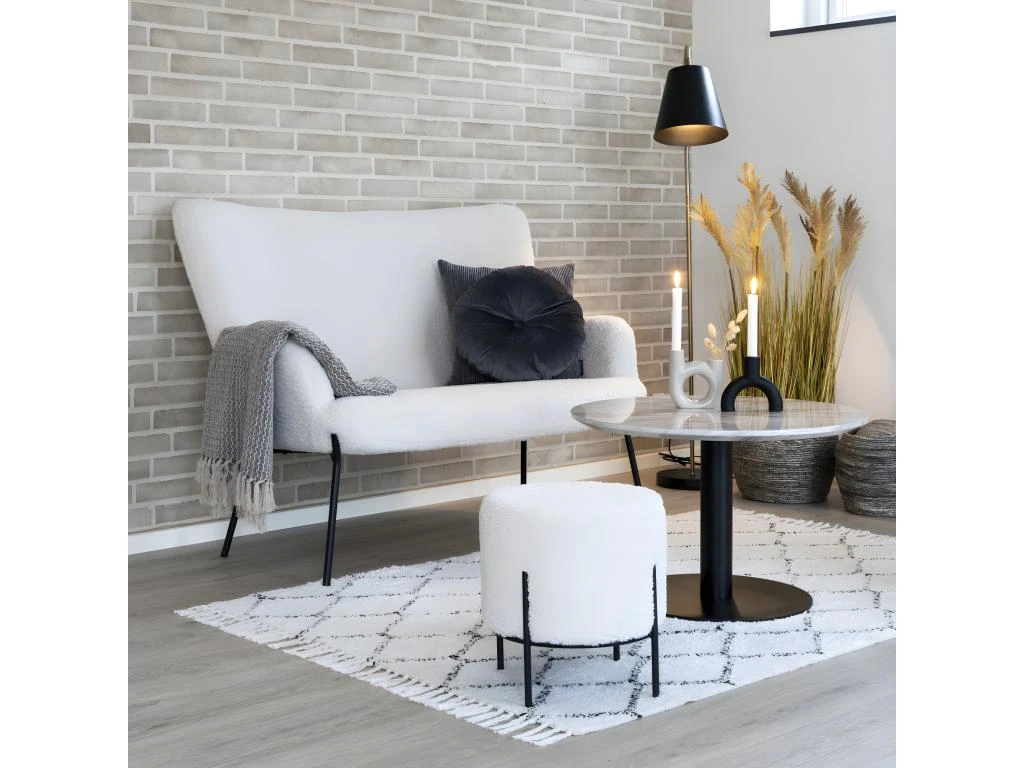 Glasgow - Canapé 2 Places En Tissu Bouclette - Couleur - Blanc 5 Glasgow - Canapé 2 Places En Tissu Bouclette - Couleur - Blanc – Image 5