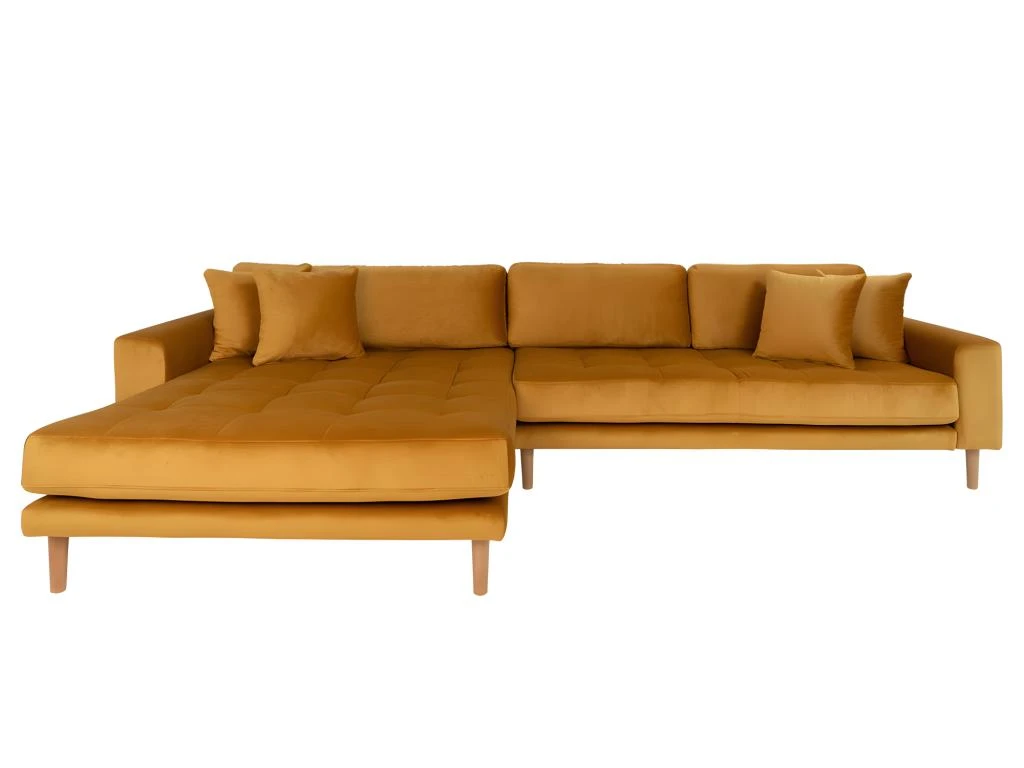 Lido - Canapé D'angle Gauche En Velours L290cm - Couleur - Jaune Moutarde 1 Lido - Canapé D'angle Gauche En Velours L290cm - Couleur - Jaune Moutarde