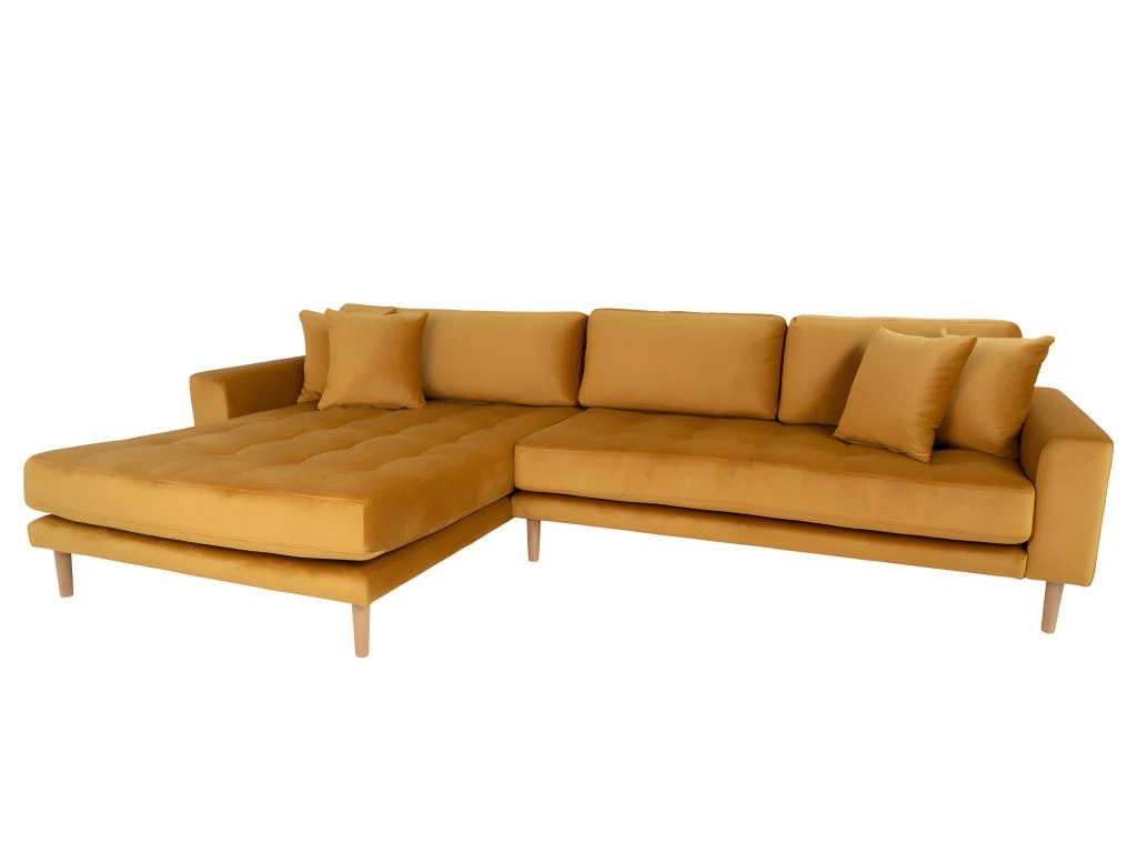 Lido - Canapé D'angle Gauche En Velours L290cm - Couleur - Jaune Moutarde 3 Lido - Canapé D'angle Gauche En Velours L290cm - Couleur - Jaune Moutarde – Image 3