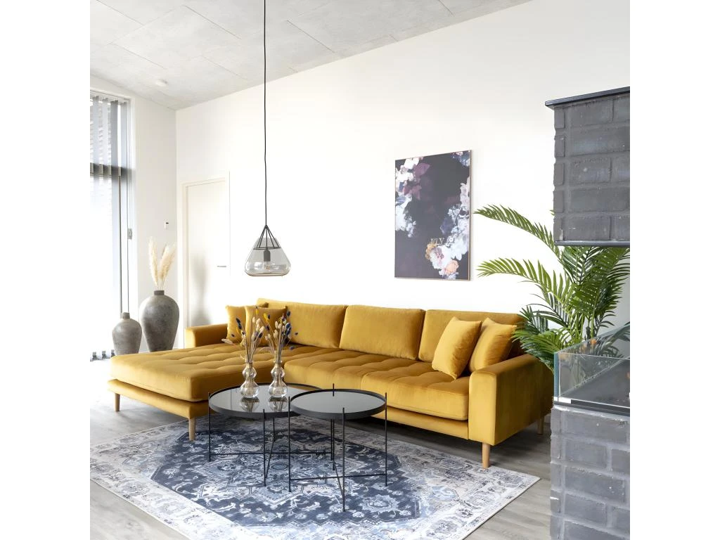 Lido - Canapé D'angle Gauche En Velours L290cm - Couleur - Jaune Moutarde 5 Lido - Canapé D'angle Gauche En Velours L290cm - Couleur - Jaune Moutarde – Image 5