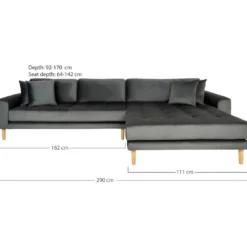 Lido - Canapé D'angle Droit En Velours L290cm - Couleur - Gris -Promos Chesteris Boutique canape 13286823