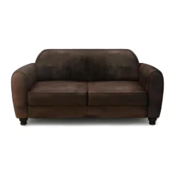 FINLANDEK Canapé Club Droit Fixe 3 Places - Tissu Marron Effet Vieilli - Vintage - L 176 X P 90 Cm - IKÄINEN