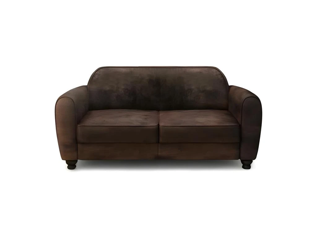 FINLANDEK Canapé Club Droit Fixe 3 Places - Tissu Marron Effet Vieilli - Vintage - L 176 X P 90 Cm - IKÄINEN 1 FINLANDEK Canapé Club Droit Fixe 3 Places - Tissu Marron Effet Vieilli - Vintage - L 176 X P 90 Cm - IKÄINEN