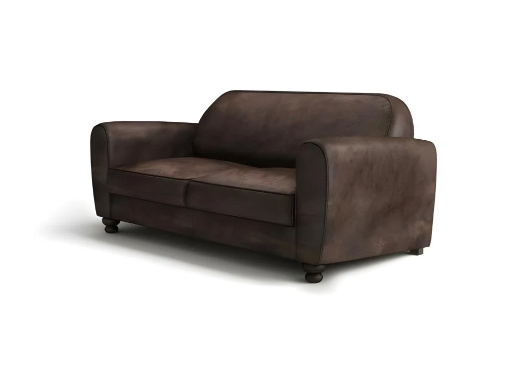 FINLANDEK Canapé Club Droit Fixe 3 Places - Tissu Marron Effet Vieilli - Vintage - L 176 X P 90 Cm - IKÄINEN 2 FINLANDEK Canapé Club Droit Fixe 3 Places - Tissu Marron Effet Vieilli - Vintage - L 176 X P 90 Cm - IKÄINEN – Image 2