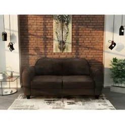 FINLANDEK Canapé Club Droit Fixe 3 Places - Tissu Marron Effet Vieilli - Vintage - L 176 X P 90 Cm - IKÄINEN 7 FINLANDEK Canapé Club Droit Fixe 3 Places - Tissu Marron Effet Vieilli - Vintage - L 176 X P 90 Cm - IKÄINEN -Promos Chesteris Boutique canape 13313159