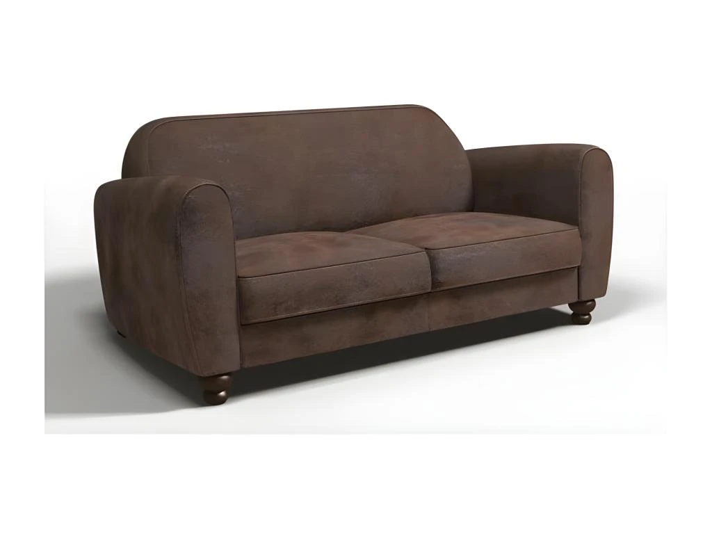 FINLANDEK Canapé Club Droit Fixe 3 Places - Tissu Marron Effet Vieilli - Vintage - L 176 X P 90 Cm - IKÄINEN 5 FINLANDEK Canapé Club Droit Fixe 3 Places - Tissu Marron Effet Vieilli - Vintage - L 176 X P 90 Cm - IKÄINEN – Image 5