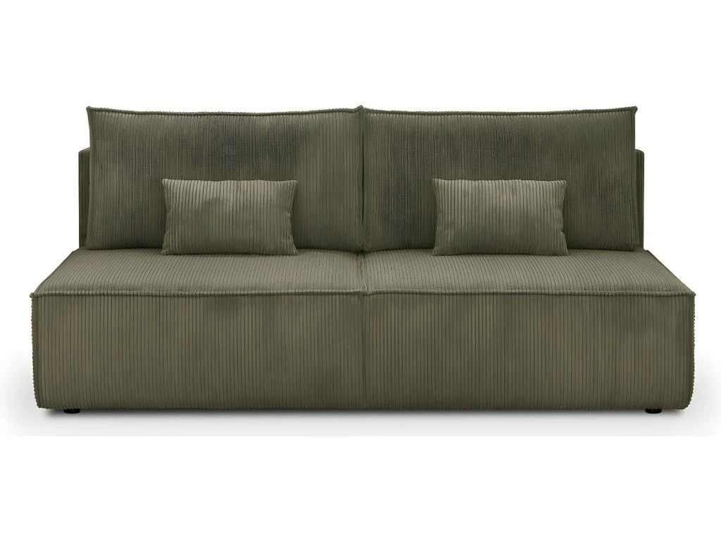 Canapé Convertible 3 Places Avec Coffre De Rangement En Velours Côtelé Vert Kaki - Milla 1 Canapé Convertible 3 Places Avec Coffre De Rangement En Velours Côtelé Vert Kaki - Milla