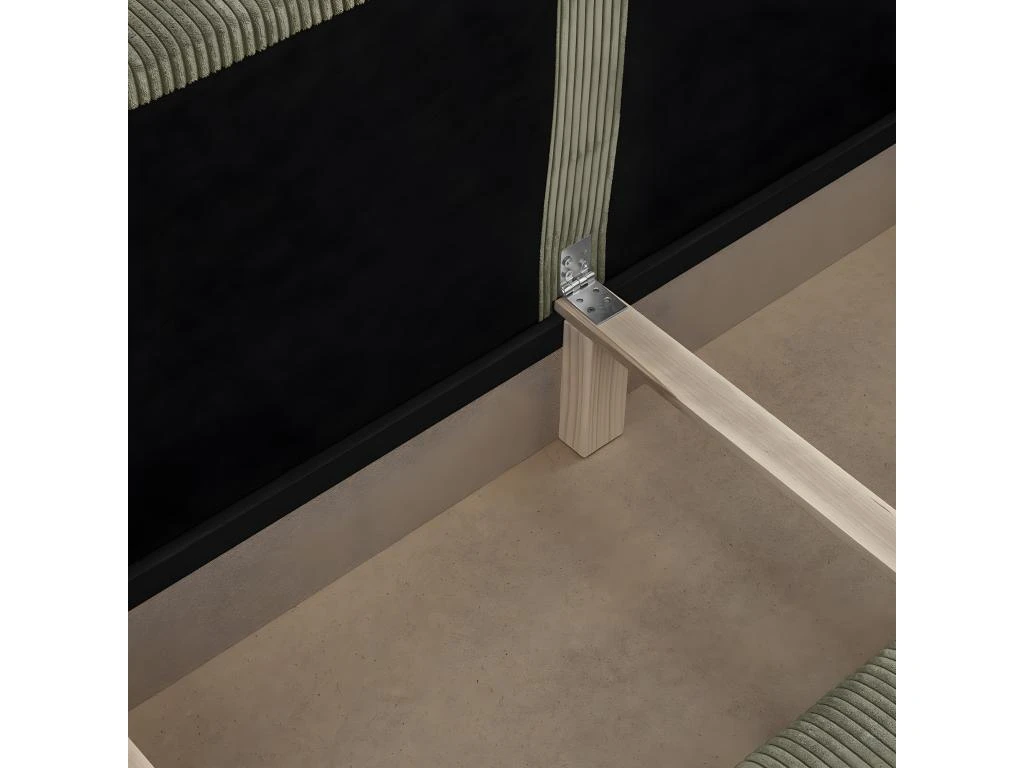 Canapé Convertible 3 Places Avec Coffre De Rangement En Velours Côtelé Vert Kaki - Milla 4 Canapé Convertible 3 Places Avec Coffre De Rangement En Velours Côtelé Vert Kaki - Milla – Image 4